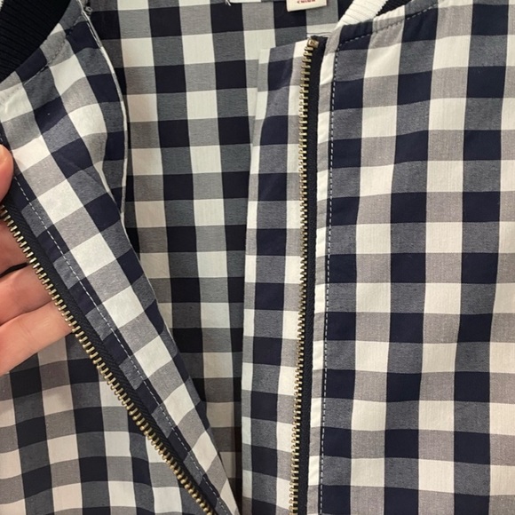 Merona Blue and White Gingham Bomber Jacket Size Medium - Picture 5 of 5